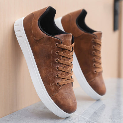 Men's Casual Lace-Up Sneakers White Sole Comfortable