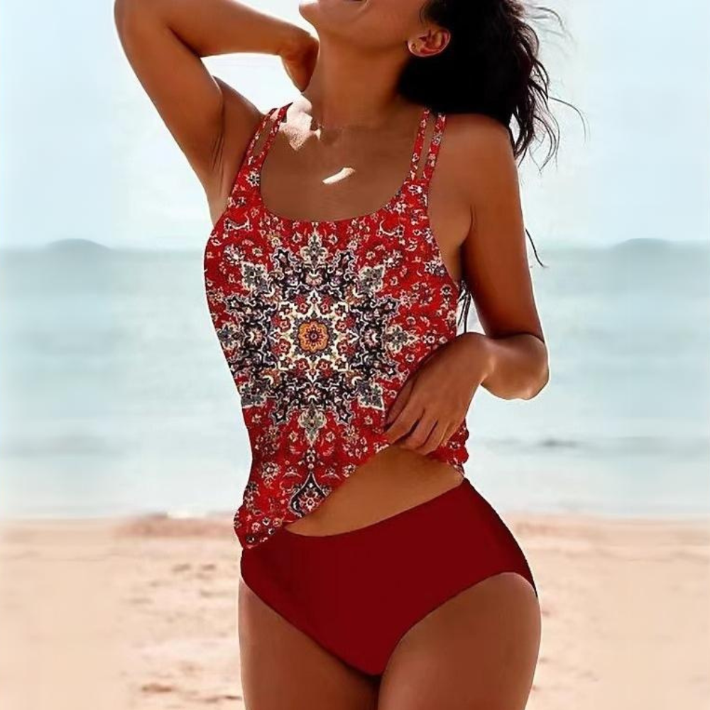 Women's Bohemian Print Tankini Swimsuit Set