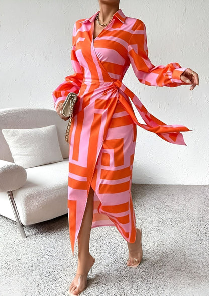 Women's Striped Wrap Dress - Vonnera