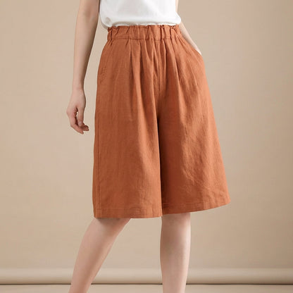 Women's Relaxed Fit Wide Leg Shorts Cotton With Pockets