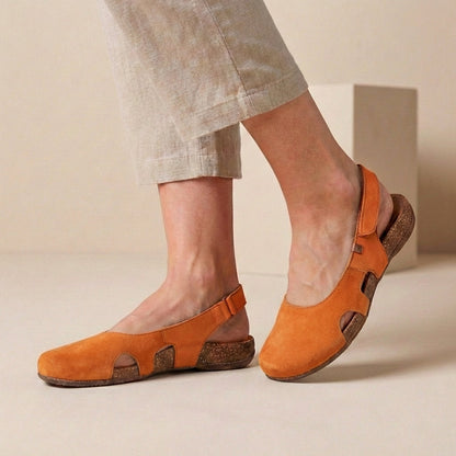 Women's Orthopedic Slingback Sandals Cork Sole Cut-Out Detail
