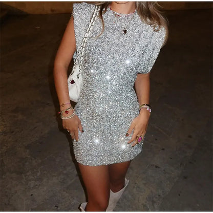 Women's Sequin Mini Dress Sparkling Black