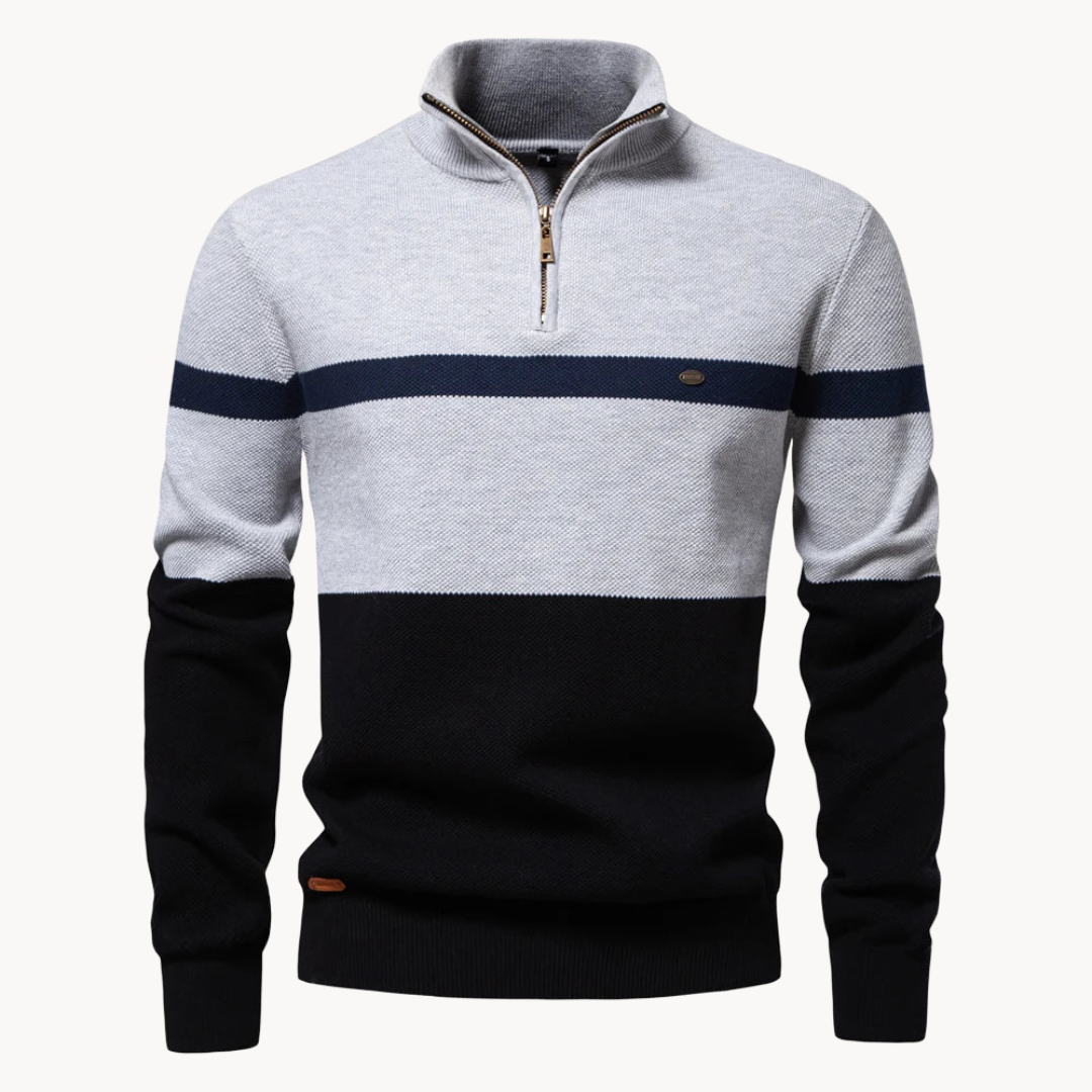 Men's Color Block Quarter-Zip Sweater Acrylic Casual Wear