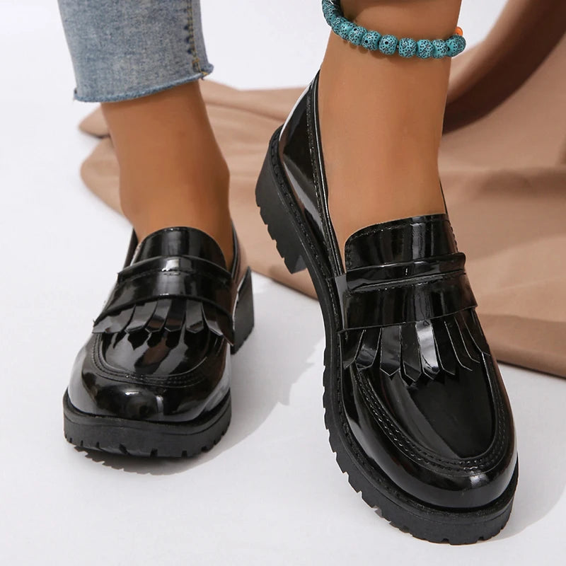 Women's Patent Leather Loafers Comfortable - Vonnera