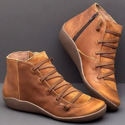Women's Lace Up Ankle Boots Flat Low Heel - Vonnera