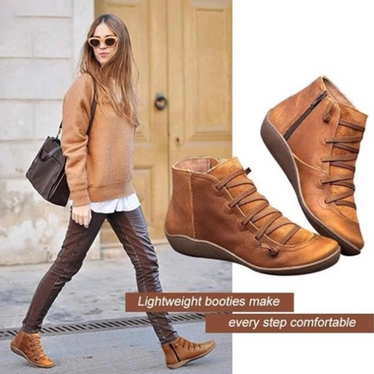 Women's Lace Up Ankle Boots Flat Low Heel