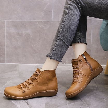 Women's Lace Up Ankle Boots Flat Low Heel