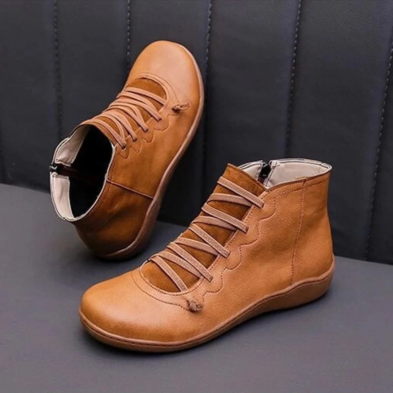 Women's Lace Up Ankle Boots Flat Low Heel