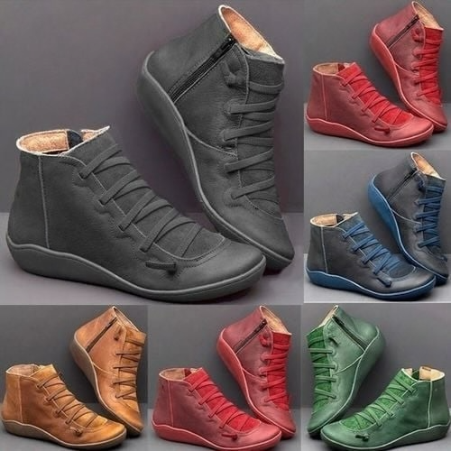 Women's Lace Up Ankle Boots Flat Low Heel
