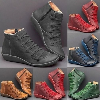 Women's Lace Up Ankle Boots Flat Low Heel