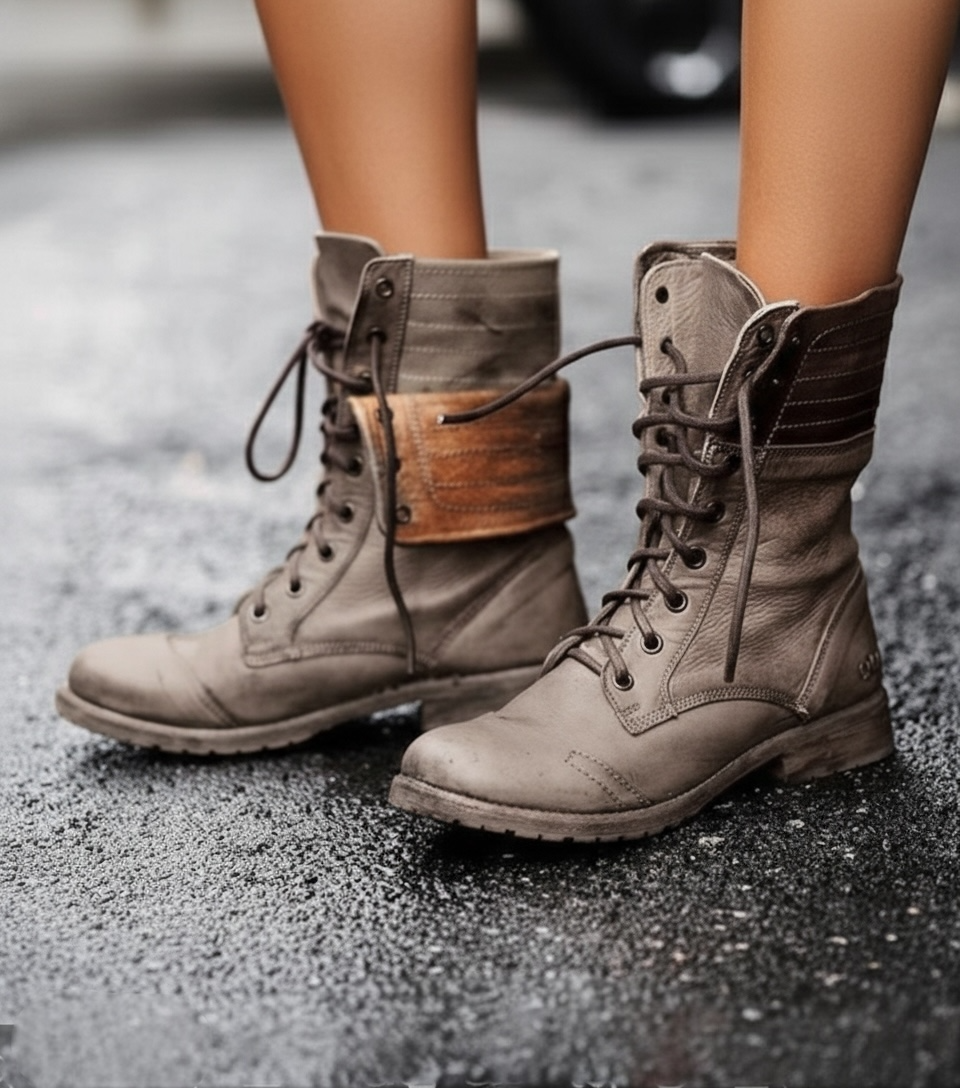 Women's Combat Ankle Boots Lace-Up - Vonnera