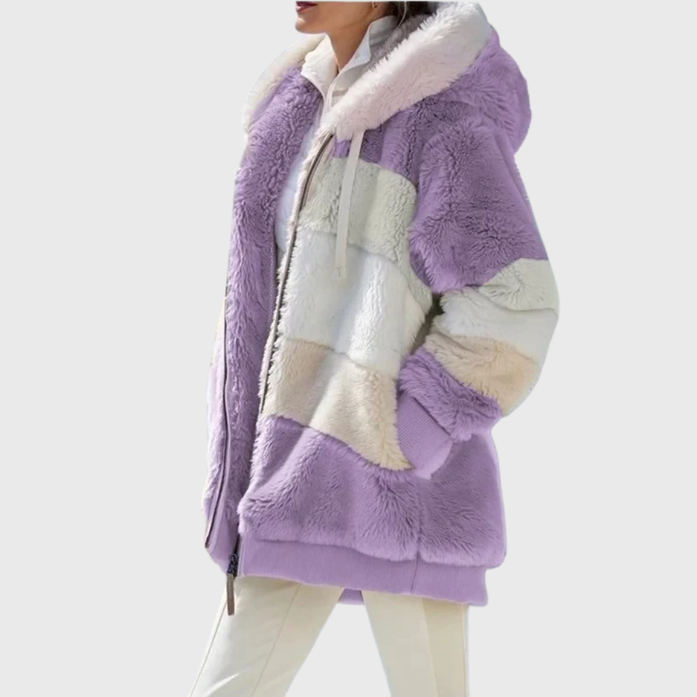 Women's Hooded Fleece Jacket Teddy Zip Up