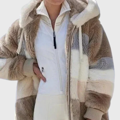 Women's Hooded Fleece Jacket Teddy Zip Up
