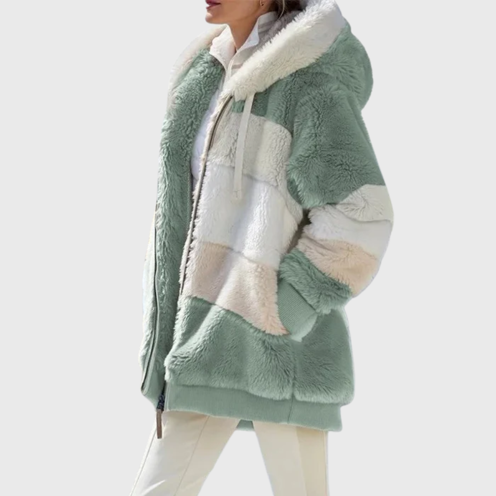Women's Hooded Fleece Jacket Teddy Zip Up