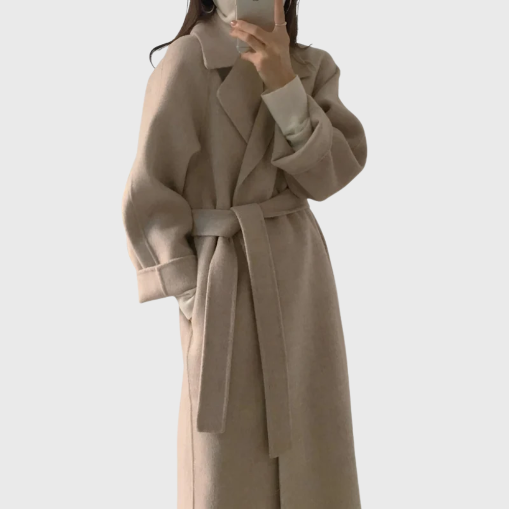 Women's Belted Coat Lapel Neckline