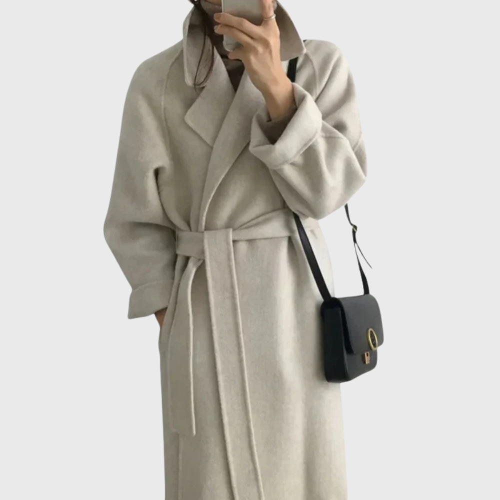Women's Belted Coat Lapel Neckline