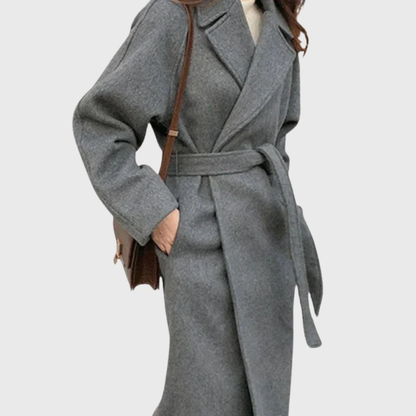 Women's Belted Coat Lapel Neckline