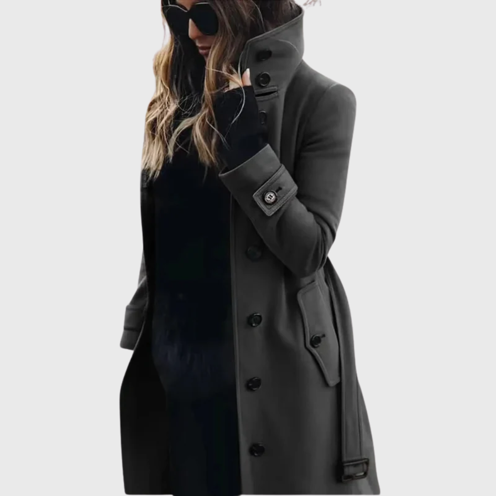 Women's Long Tailored Coat Button Front