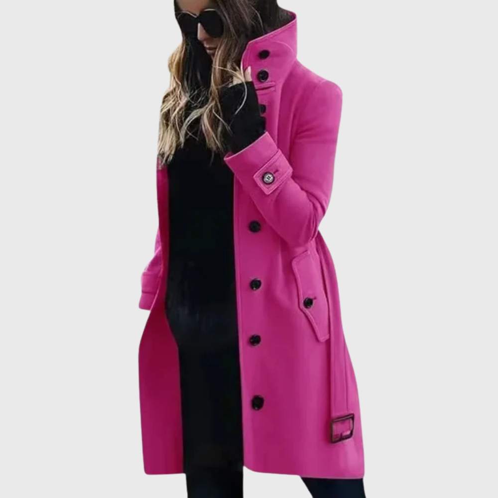 Women's Long Tailored Coat Button Front