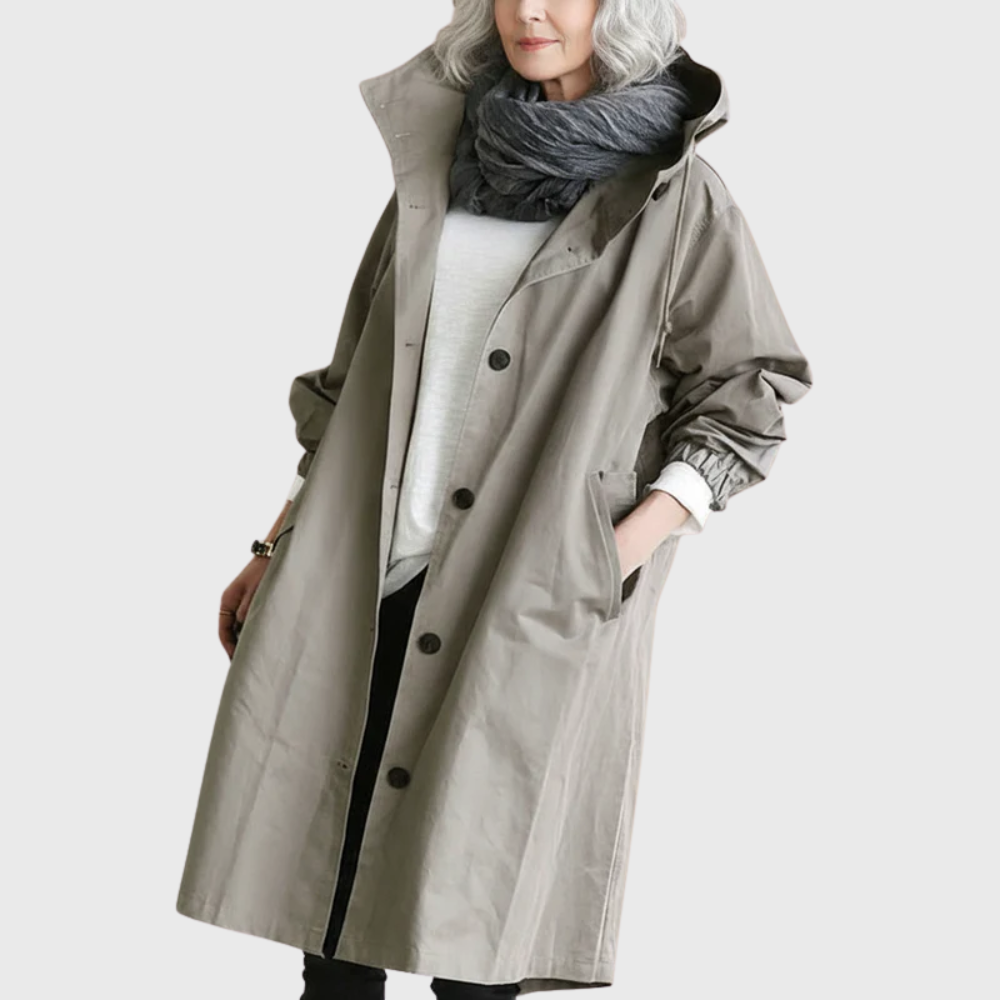 Women's Long Hooded Trench Coat - Vonnera