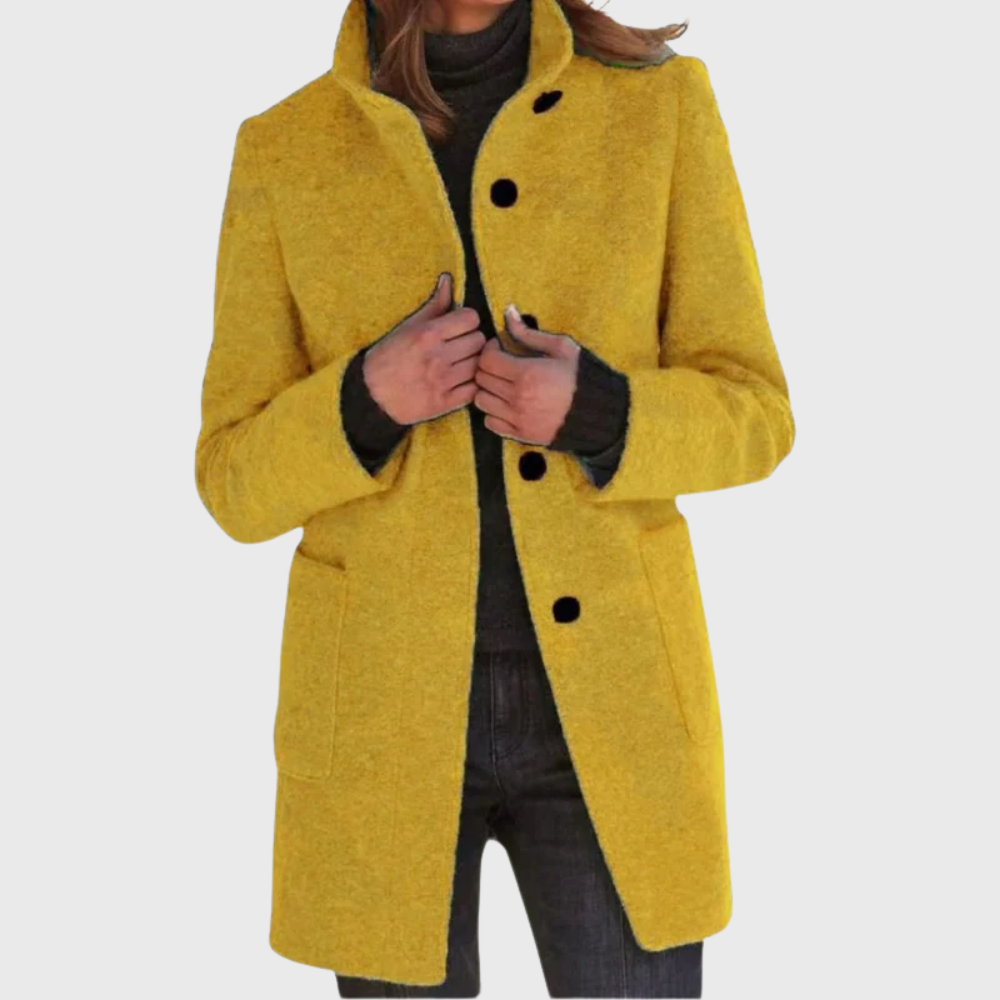 Women's Longline Coat Button Design