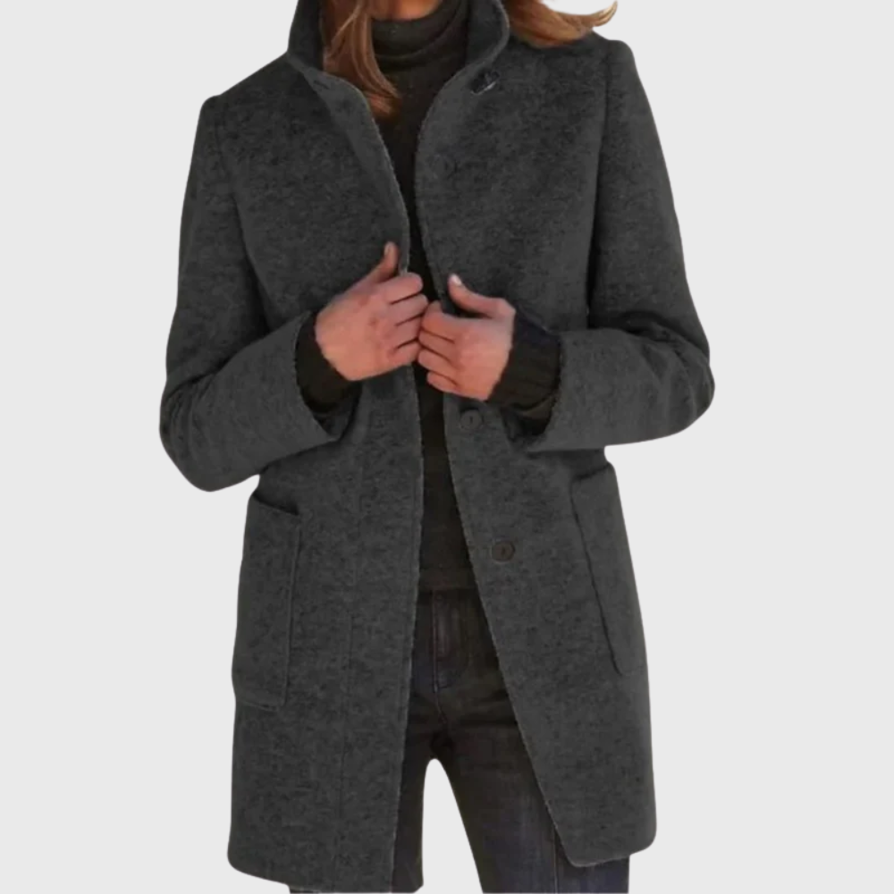 Women's Button Front Mid Length Coat