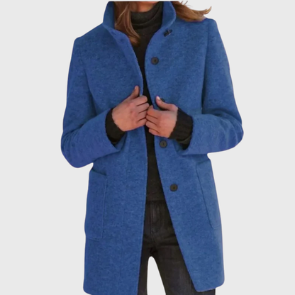Women's Longline Coat Button Design