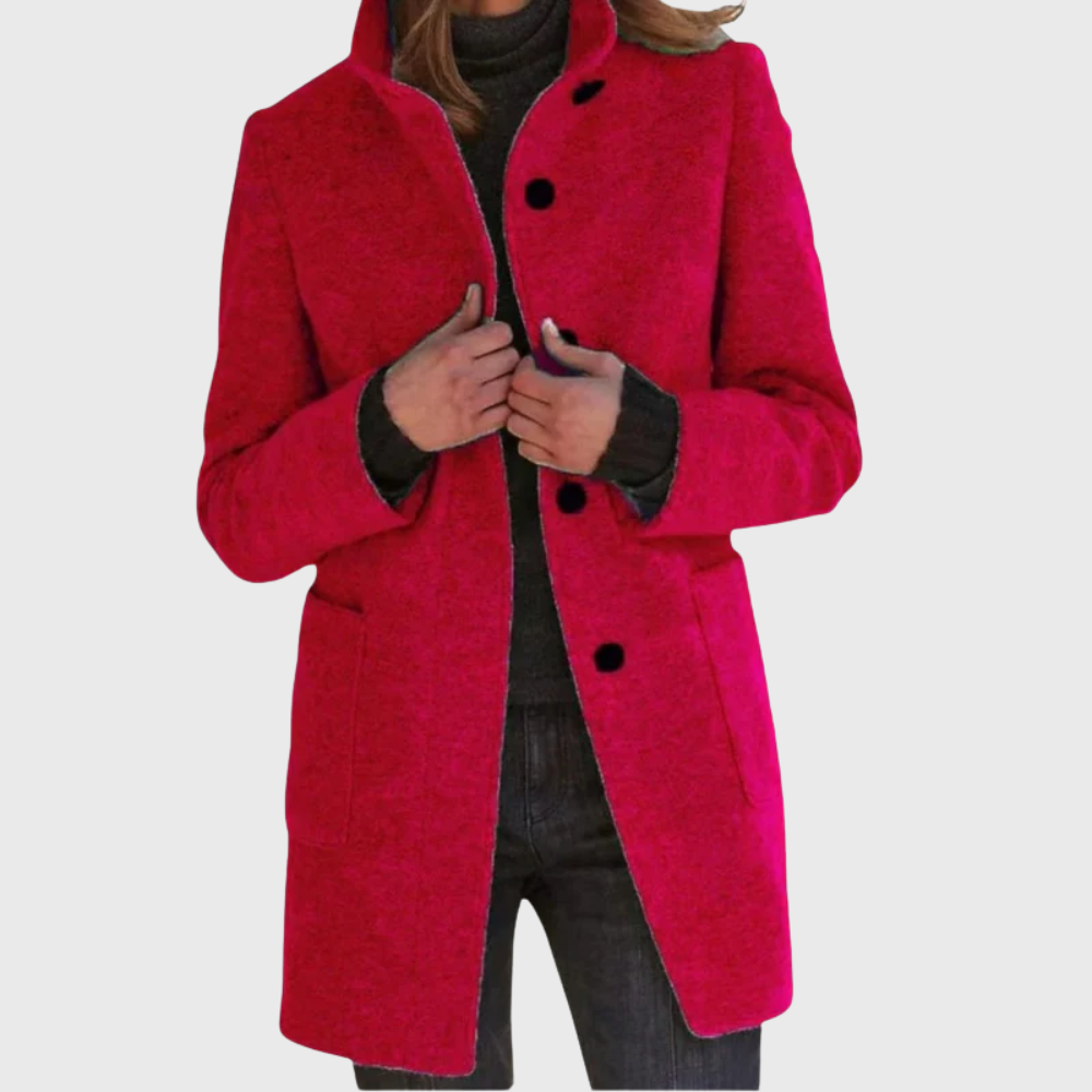 Women's Button Front Mid Length Coat
