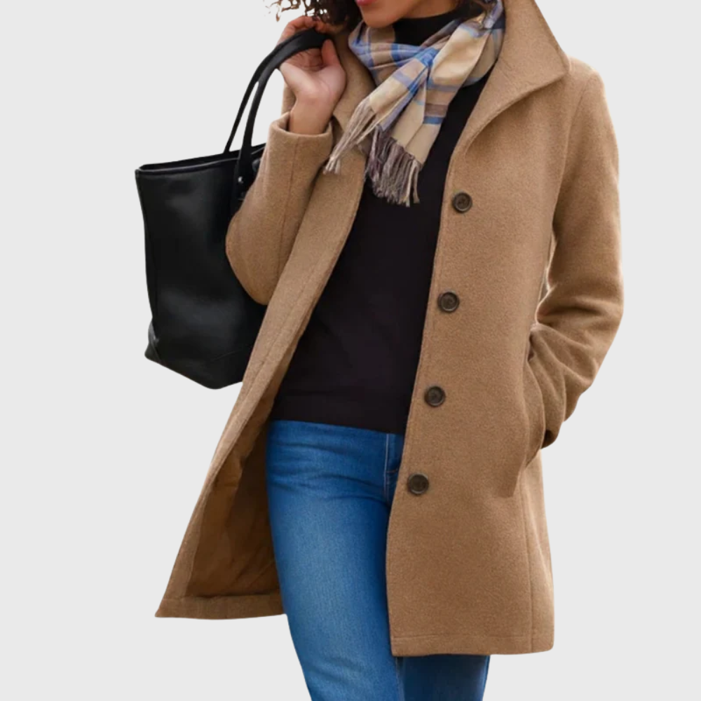 Women's Mid Length Button Front Casual Coat - Vonnera