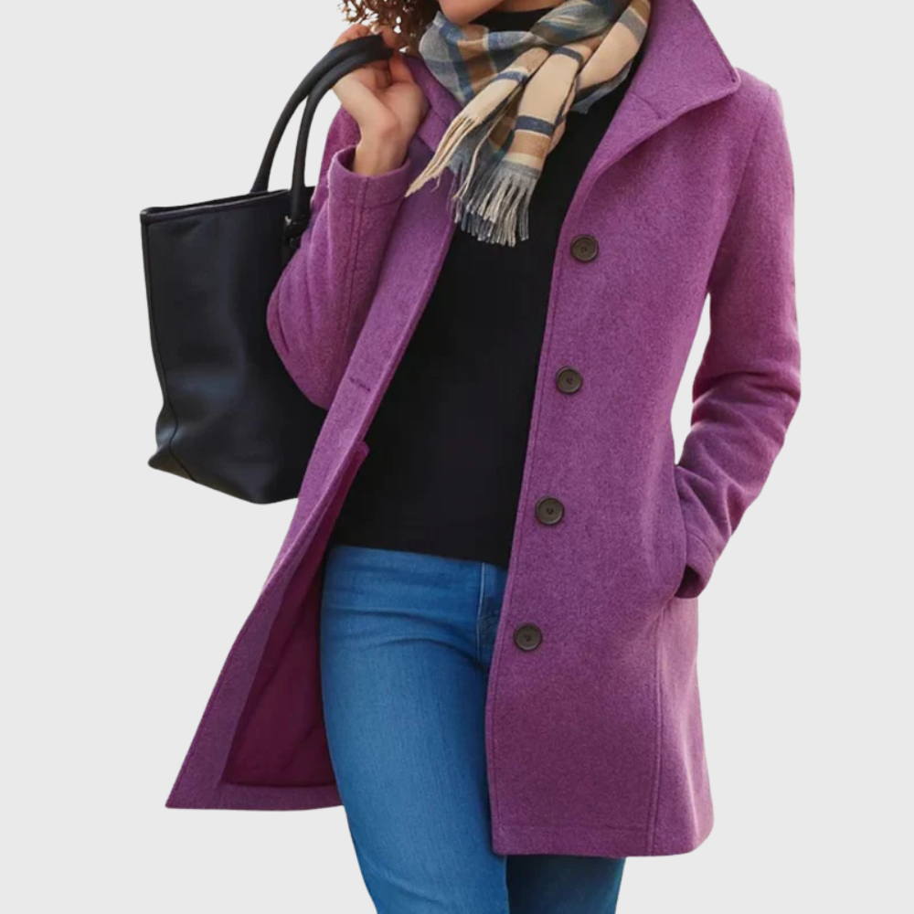 Women's Longline Coat Button Closure
