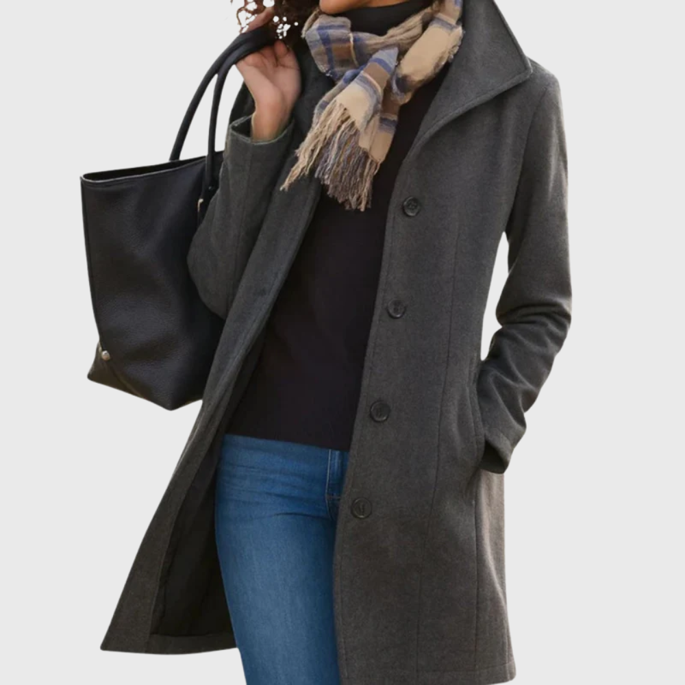 Women's Longline Coat Button Closure