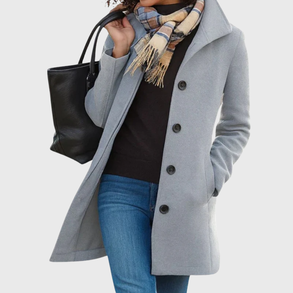 Women's Longline Coat Button Closure