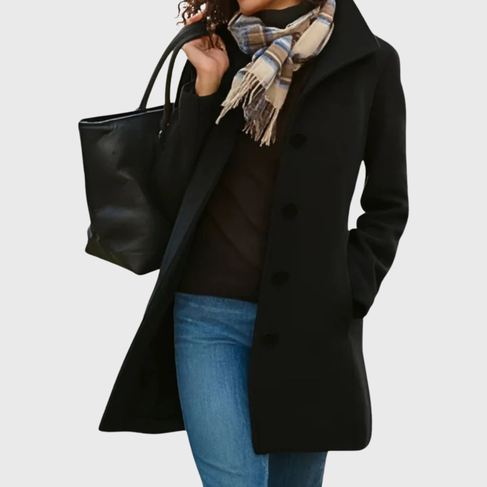 Women's Longline Coat Button Closure