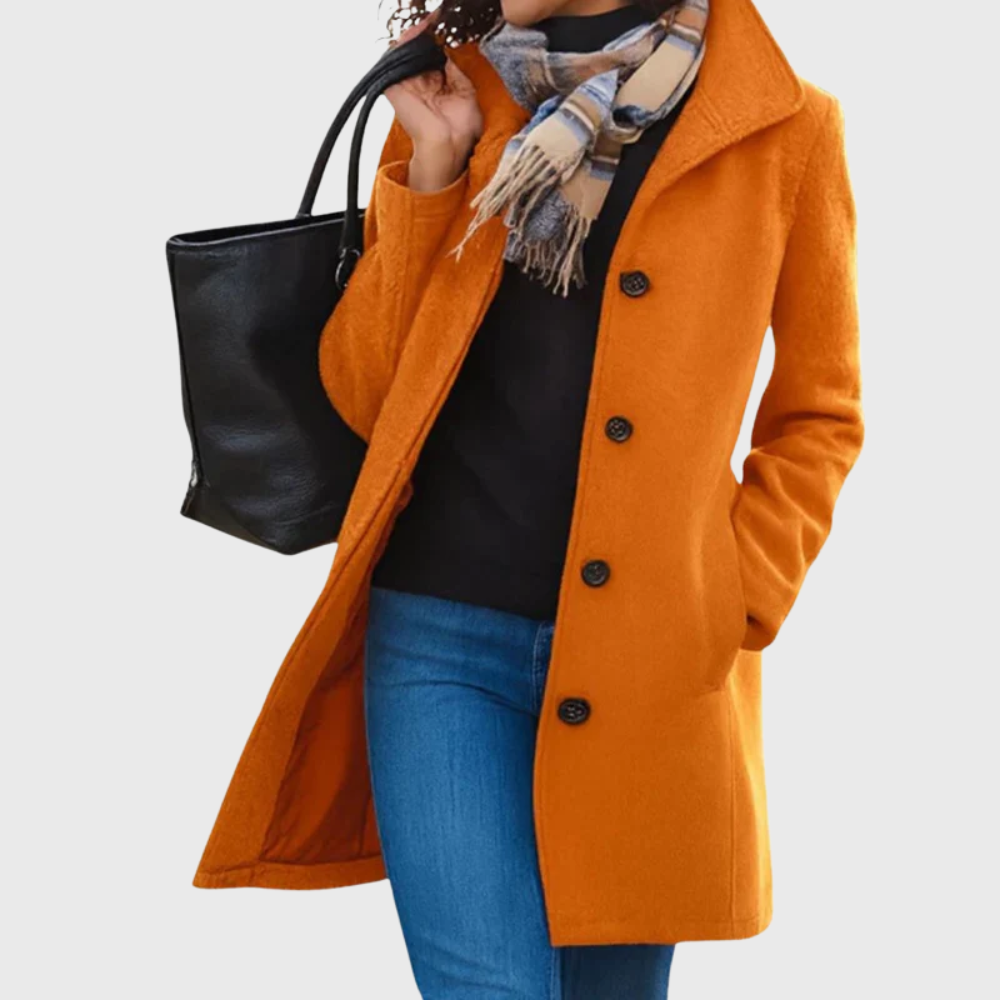 Women's Longline Coat Button Closure