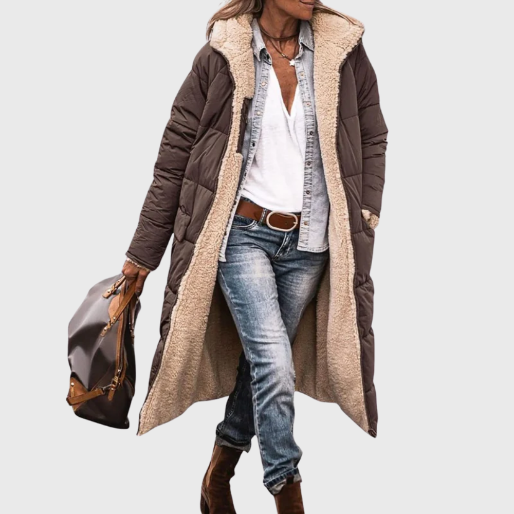 Women's Long Hooded Mid Length Coat
