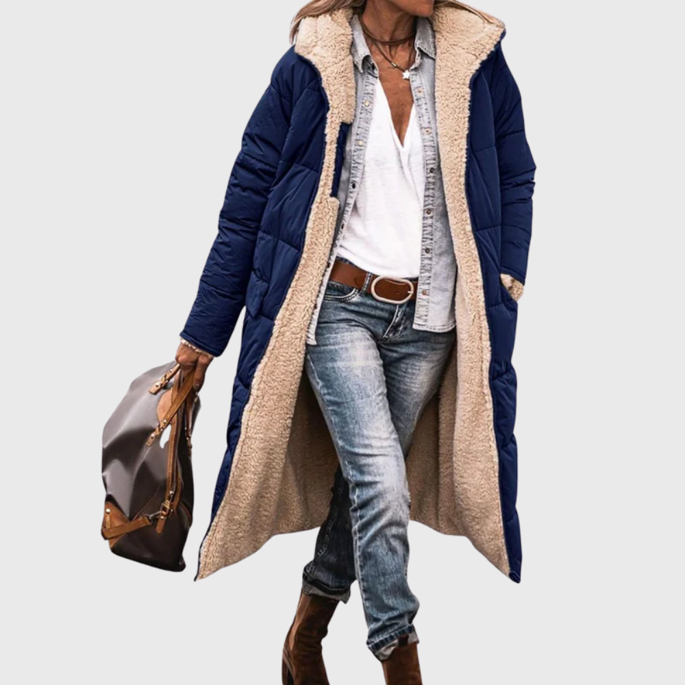 Women's Long Hooded Mid Length Coat