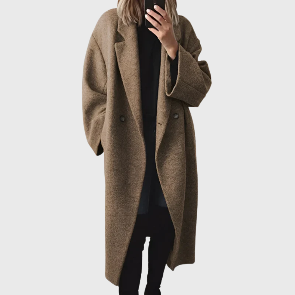 Women's Long Coat Button Front Lapel Outerwear