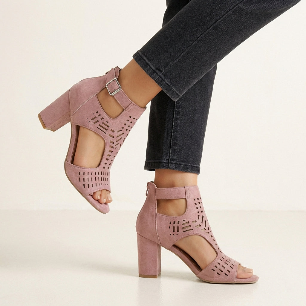 Women's Block Heel Sandal Cut-Out Design