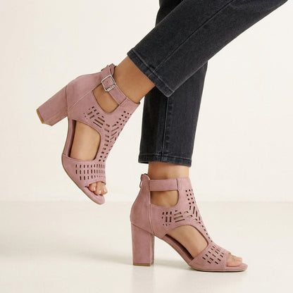 Women's Block Heel Sandal Cut-Out Design