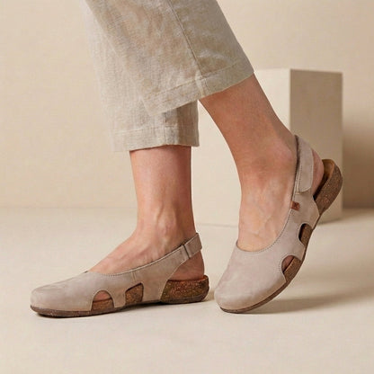 Women's Orthopedic Slingback Sandals Cork Sole Cut-Out Detail