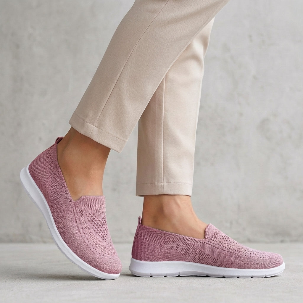 Slip-On Walking Shoes Knit Mesh Cushioned Comfort Fit