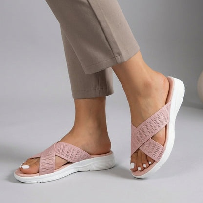 Orthopedic Slide Sandals Cushioned Knit Brown