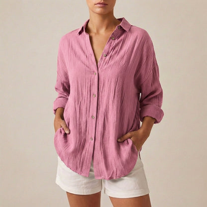 Linen Longline Shirt Relaxed Fit Pleated