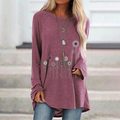 Women's Embroidered Sweatshirt Soft Floral Black