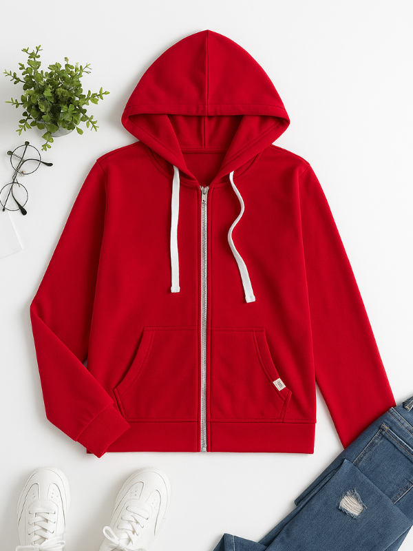 Women's Zip-Up Hoodie Adjustable Drawstring Cotton Casual Grey - Vonnera