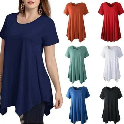 Plus Size Cotton Short Sleeve T-Shirt Loose Fit - Vonnera