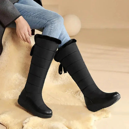 Women's Lace-Up Winter Boots Plush Cozy Black - Vonnera