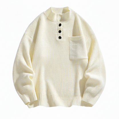 Men's Pocket Henley Cotton Sweater - Vonnera