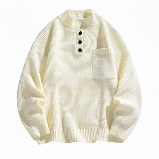Men's Pocket Henley Cotton Sweater - Vonnera