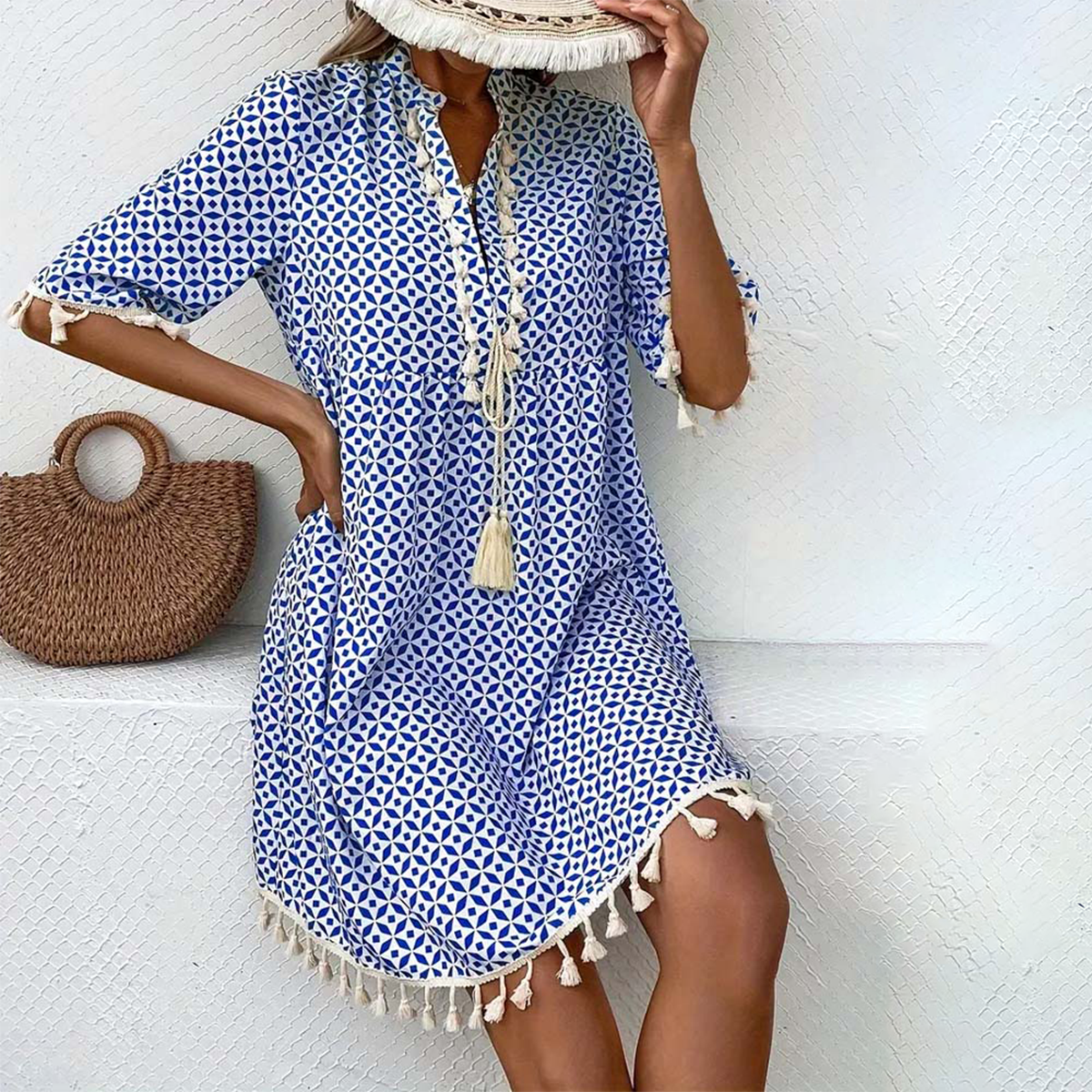 Women's Printed Mini Dress Comfortable Summer Wear - Vonnera